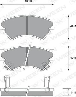 Ween 151-1497 - Тормозные колодки, дисковые, комплект autosila-amz.com