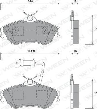 Ween 151-1452 - Тормозные колодки, дисковые, комплект autosila-amz.com