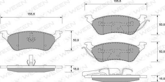 Ween 151-1545 - Тормозные колодки, дисковые, комплект autosila-amz.com