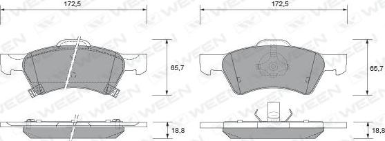 Ween 151-1543 - Тормозные колодки, дисковые, комплект autosila-amz.com