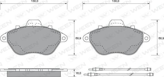 Ween 151-1534 - Тормозные колодки, дисковые, комплект autosila-amz.com