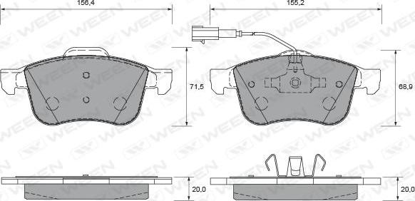 Ween 151-1695 - Тормозные колодки, дисковые, комплект autosila-amz.com