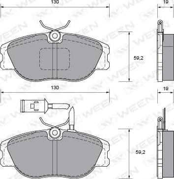 Ween 151-1021 - Тормозные колодки, дисковые, комплект autosila-amz.com