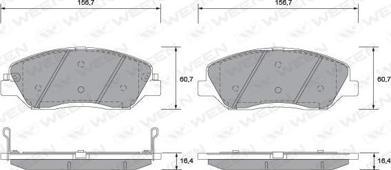 Ween 151-1190 - Тормозные колодки, дисковые, комплект autosila-amz.com