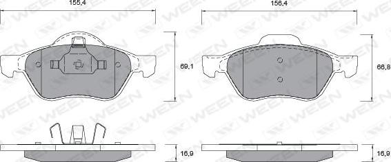 Ween 151-1148 - Тормозные колодки, дисковые, комплект autosila-amz.com