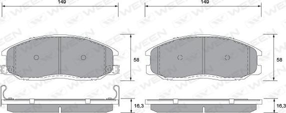 Ween 151-1168 - Тормозные колодки, дисковые, комплект autosila-amz.com