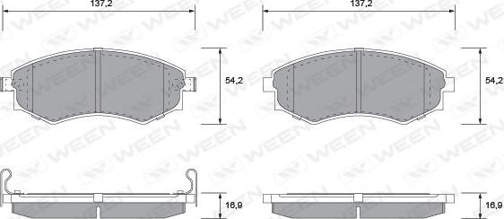 Ween 151-1119 - Тормозные колодки дисковые передние HYUNDAI Elantra (XD), Sonata IV (EF), Coupe (RD), Lantra I/II, Matrix (FC); KIA Magentis (GD autosila-amz.com