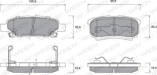 Ween 151-1131 - Тормозные колодки, дисковые, комплект autosila-amz.com