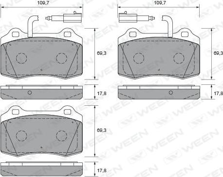 Ween 151-1836 - Тормозные колодки, дисковые, комплект autosila-amz.com