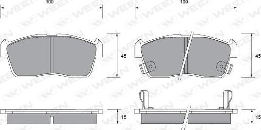 Ween 151-1399 - Тормозные колодки, дисковые, комплект autosila-amz.com