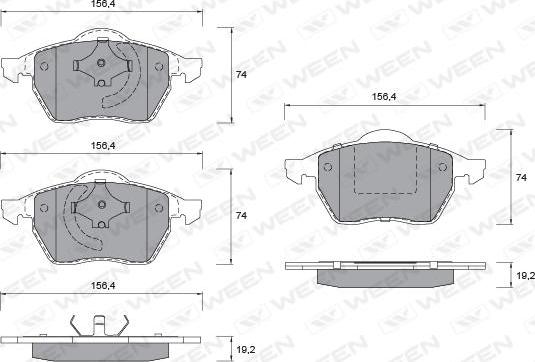 Ween 151-1342 - Тормозные колодки, дисковые, комплект autosila-amz.com