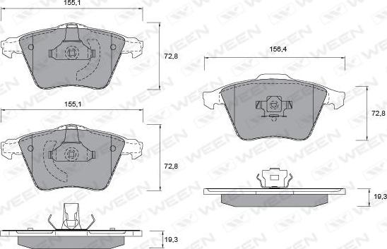 Ween 151-1347 - Тормозные колодки, дисковые, комплект autosila-amz.com