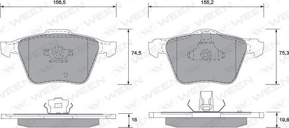 Ween 151-1351 - Тормозные колодки, дисковые, комплект autosila-amz.com