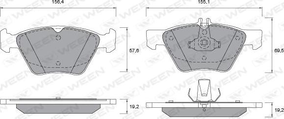 Ween 151-1300 - Тормозные колодки, дисковые, комплект autosila-amz.com