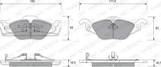 Ween 151-1308 - Тормозные колодки, дисковые, комплект autosila-amz.com