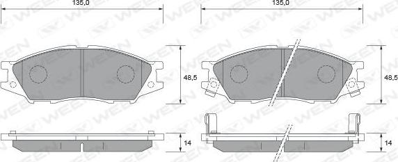 Ween 151-1378 - Тормозные колодки, дисковые, комплект autosila-amz.com