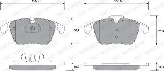 Ween 151-1289 - Тормозные колодки, дисковые, комплект autosila-amz.com