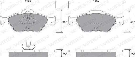 Ween 151-1284 - Тормозные колодки, дисковые, комплект autosila-amz.com