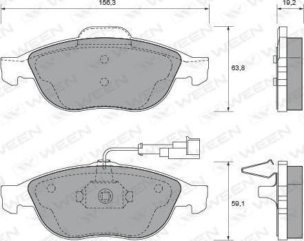 Ween 151-1796 - Тормозные колодки, дисковые, комплект autosila-amz.com