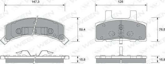 Ween 151-1758 - Тормозные колодки, дисковые, комплект autosila-amz.com