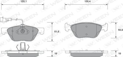 Ween 151-1716 - Тормозные колодки, дисковые, комплект autosila-amz.com