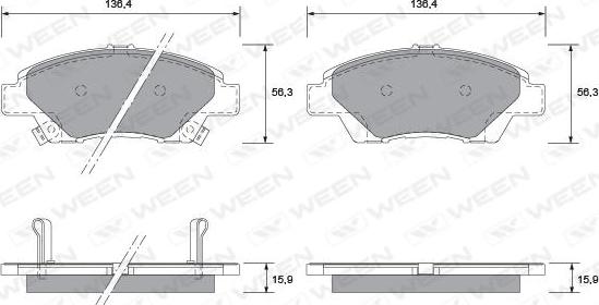 Ween 151-2568 - Тормозные колодки, дисковые, комплект autosila-amz.com