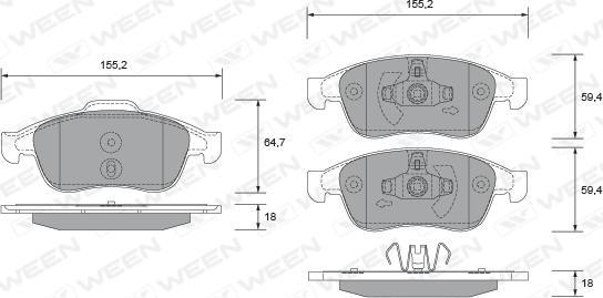 Ween 151-2697 - Тормозные колодки, дисковые, комплект autosila-amz.com