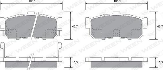 Ween 151-2604 - Тормозные колодки, дисковые, комплект autosila-amz.com