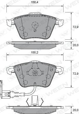 Ween 151-2628 - Тормозные колодки, дисковые, комплект autosila-amz.com