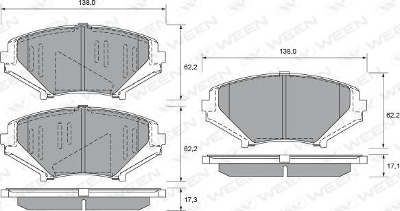 Ween 151-2319 - Тормозные колодки, дисковые, комплект autosila-amz.com