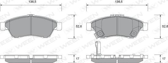 Ween 151-2263 - Тормозные колодки, дисковые, комплект autosila-amz.com