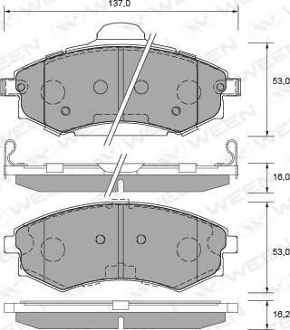 Ween 151-2235 - Тормозные колодки, дисковые, комплект autosila-amz.com