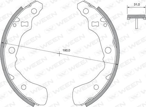 Ween 152-2476 - Комплект тормозных колодок, барабанные autosila-amz.com