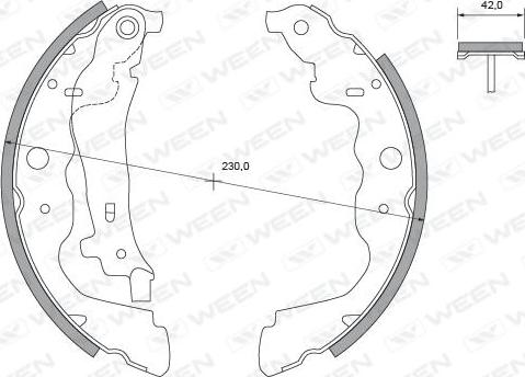 Ween 152-2502 - Тормозные колодки барабанные (230x42) LADA Largus; NISSAN Almera (G15); RENAULT Logan II , Sandero II, Duster, Kaptur, Kangoo, D autosila-amz.com