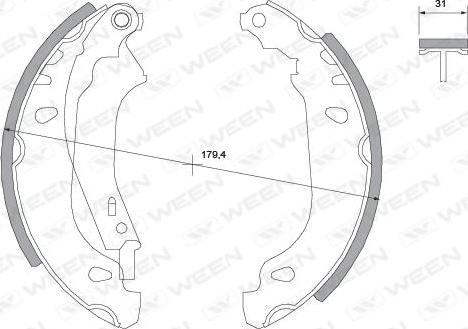 Ween 152-2045 - Комплект тормозных колодок, барабанные autosila-amz.com