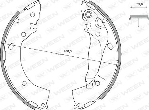 Ween 152-2011 - Тормозные колодки, барабанные, HYUNDAI Getz, (компл.), WEEN, 152-2011 autosila-amz.com