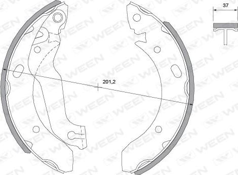 Ween 152-2013 - Комплект тормозных колодок, барабанные autosila-amz.com