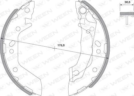 Ween 152-2012 - Комплект тормозных колодок, барабанные autosila-amz.com