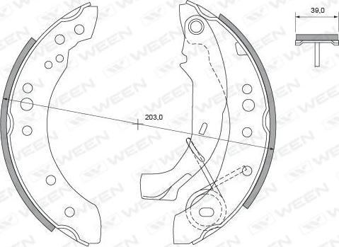 Ween 152-2038 - Колодка тормозная задняя для а/м Citroen C2/ C3/ Peugeot 1007 (барабанная ) WEEN autosila-amz.com