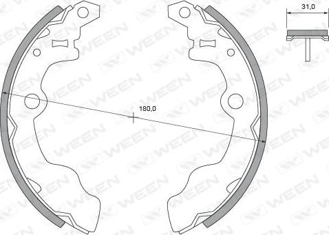 Ween 152-2111 - Комплект тормозных колодок, барабанные autosila-amz.com