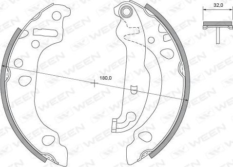 Ween 152-2351 - Комплект тормозных колодок, барабанные autosila-amz.com