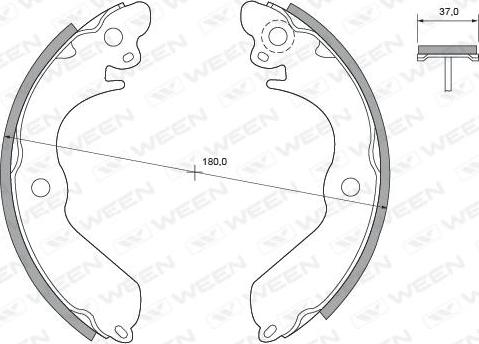 Ween 152-2380 - Комплект тормозных колодок, барабанные autosila-amz.com