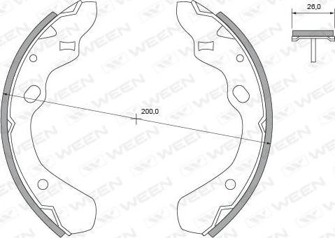 Ween 152-2332 - Комплект тормозных колодок, барабанные autosila-amz.com