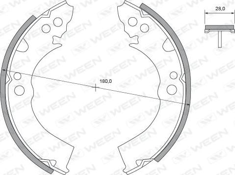 Ween 152-2268 - Комплект тормозных колодок, барабанные autosila-amz.com