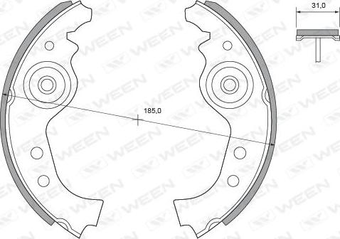 Ween 152-2271 - Комплект тормозных колодок, барабанные autosila-amz.com