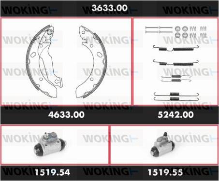 Woking 3633.00 - Комплект тормозных колодок, барабанные autosila-amz.com