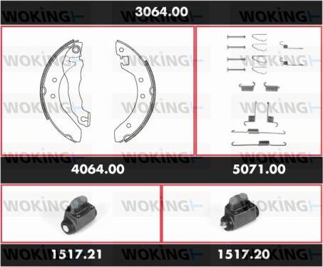 Woking 3064.00 - Комплект тормозных колодок, барабанные autosila-amz.com