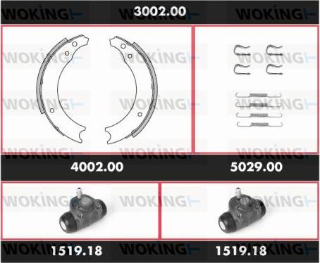 Woking 3002.00 - Комплект тормозных колодок, барабанные autosila-amz.com