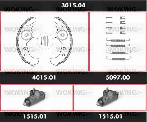 Woking 3015.04 - Комплект тормозных колодок, барабанные autosila-amz.com