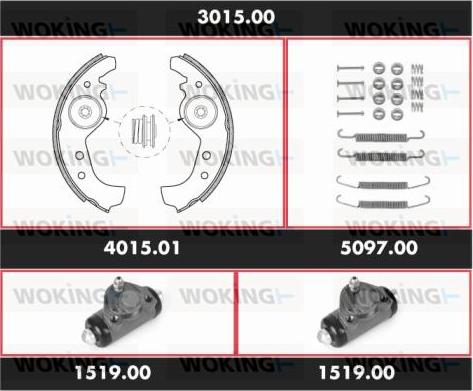 Woking 3015.00 - Комплект тормозных колодок, барабанные autosila-amz.com